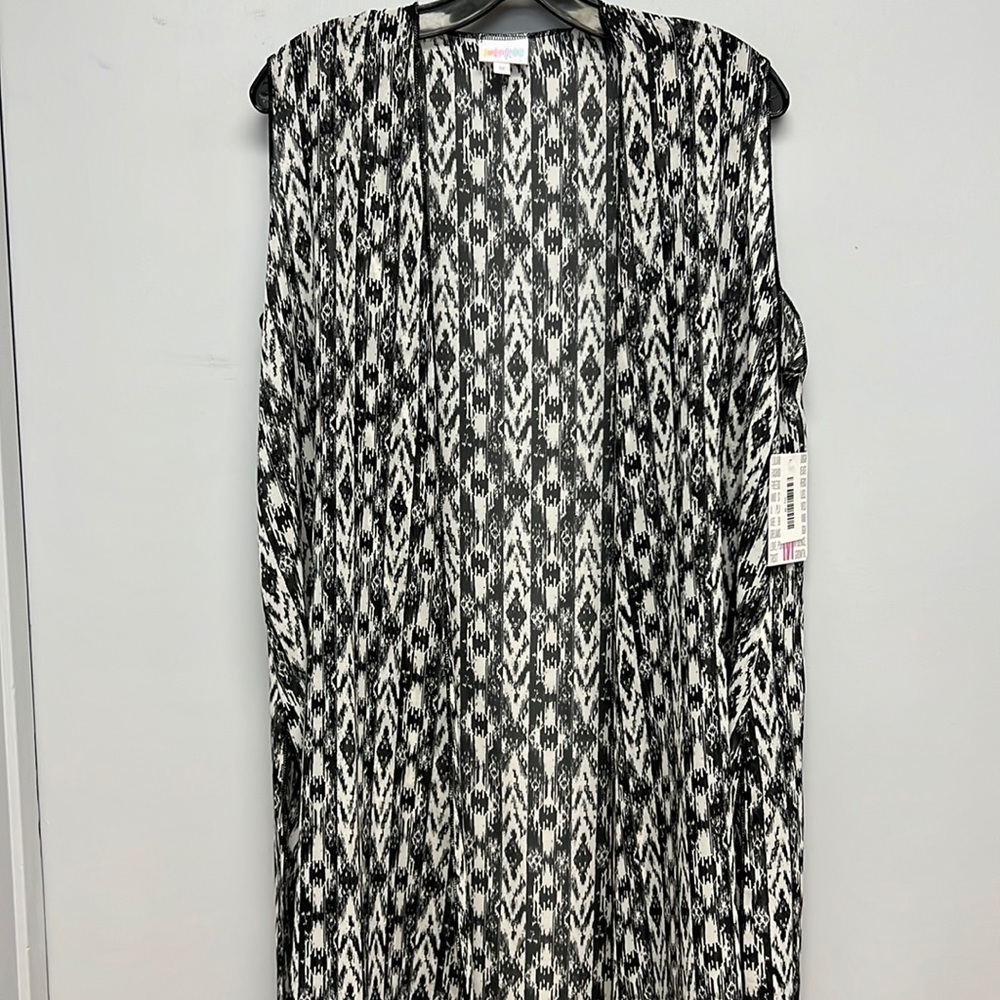 NWT LuLaRoe Joy Black and White Sheer Duster Vest Size Medium